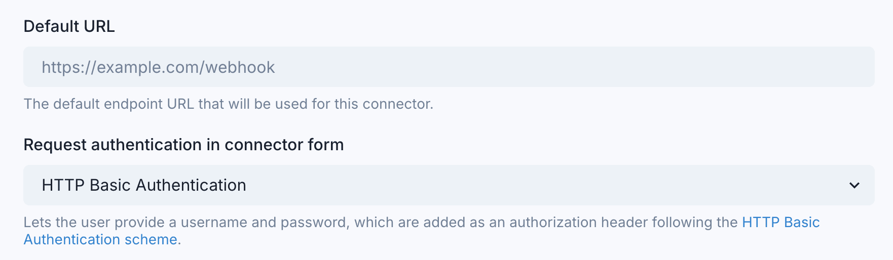 Custom Connector Authentication Configuration